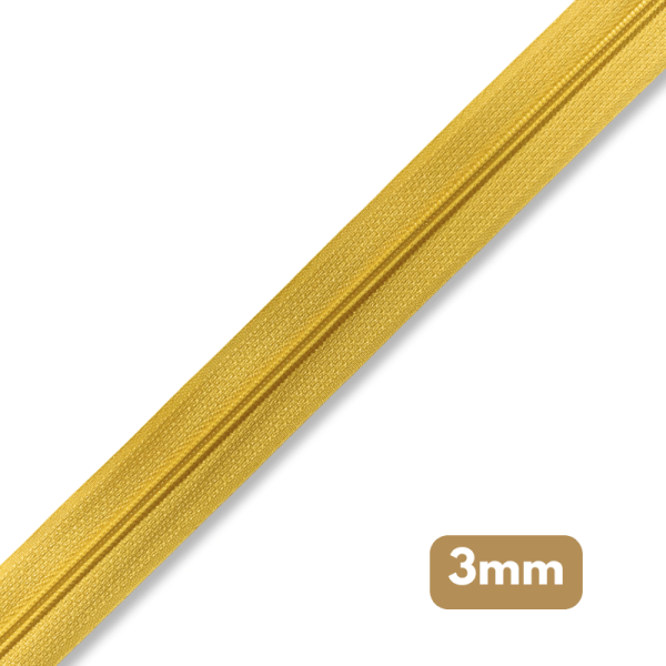 Fermeture au mètre - maille spirale 3mm - Jaune or