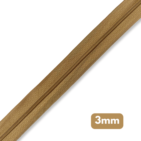 Fermeture au mètre - maille spirale 3mm - Brun clair