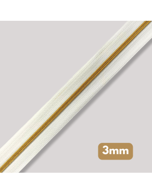 Fermeture au mètre - maille spirale 3mm - Blanc & doré