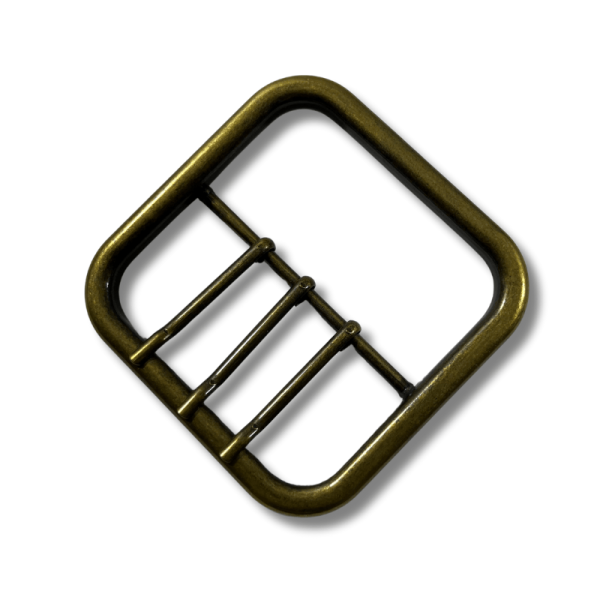 Boucle métal bronze 3 ardillons passage 7,5 cm Boucle métal bronze 3 ardillons passage 7,5 cm