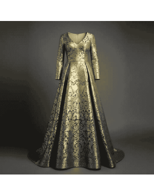 Tissu brocard - Havana 145 large - Vert kaki / Doré métallisé