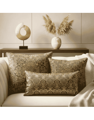 Tissu brocard - Havana 145 large - Vert kaki / Doré métallisé